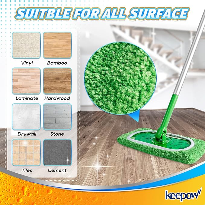 KEEPOW Reusable Microfiber Mop Pads