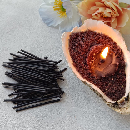Pearled Candle Cotton Wicks 100-Pack for Sand Candles Making - 2Inch Metal-Free and Lead-Free Refill Sand Wax Wick for Candle Making DIY (Black)