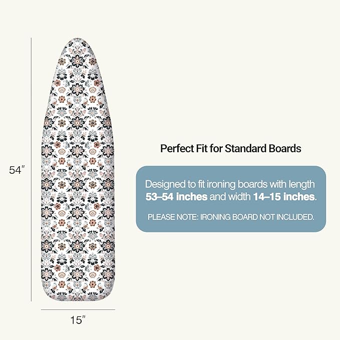 Ironing Board Cover and Pad 15"x54" Extra Thick Natural Cotton, Scorch and