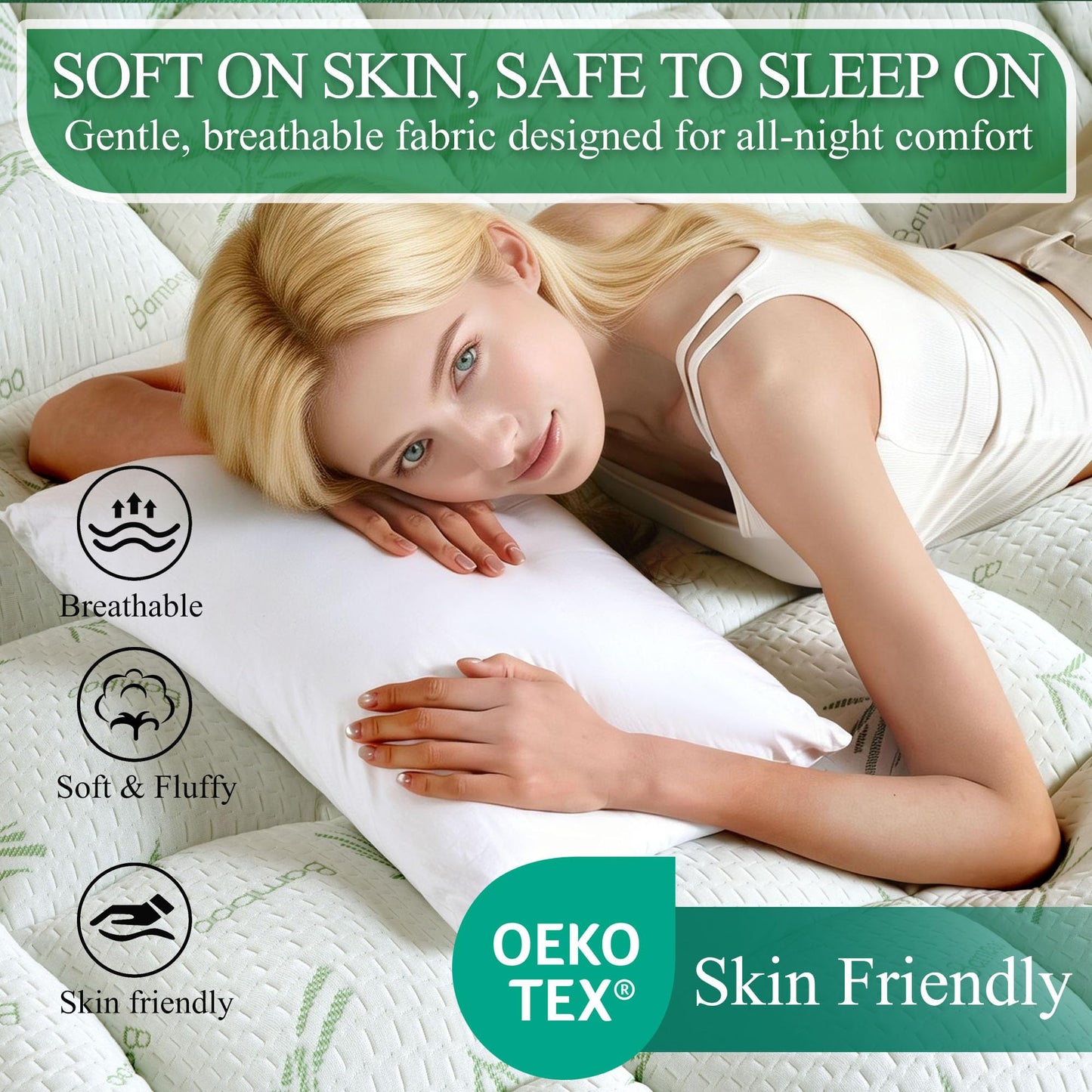 LUNESTRY Oeko-TEX Certified Queen Mattress Topper, 3 Inch Plush Pillow Top Matress Pad for Back Pain Relief, Cooling Mattress Topper with 6"-18" Deep Pocket, Rayon Derived from Bamboo (60"x80")