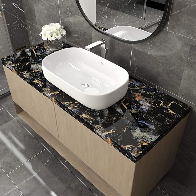 LACHEERY Large Wide 160 x 36 inch Sapphire Look Marble Contact Paper Waterproof