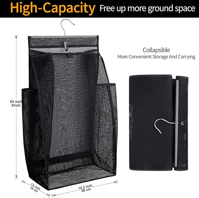 Hanging Collapsible Breathable Mesh Laundry Hamper, Fast Drying Portable Space