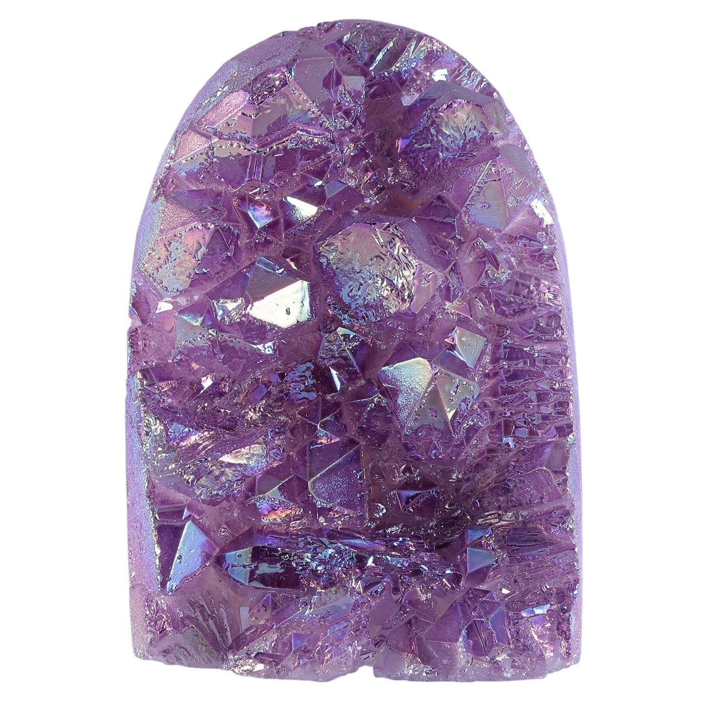 SUNYIK Purple Titanium Coated Rock Quartz Crystal Cluster Upright Natural Raw Rough Stone Mineral Specimen for Tabletop Decor Healing Meditation