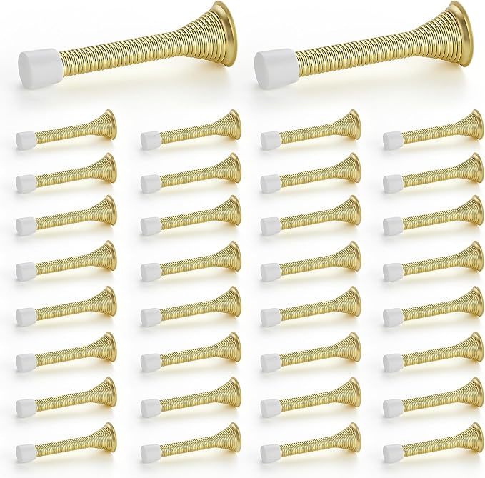 Ravinte Door Stoppers, 36 Pack Gold Spring Door Stops with Rubber Bumper, Door Stoppers for Bottom of Door