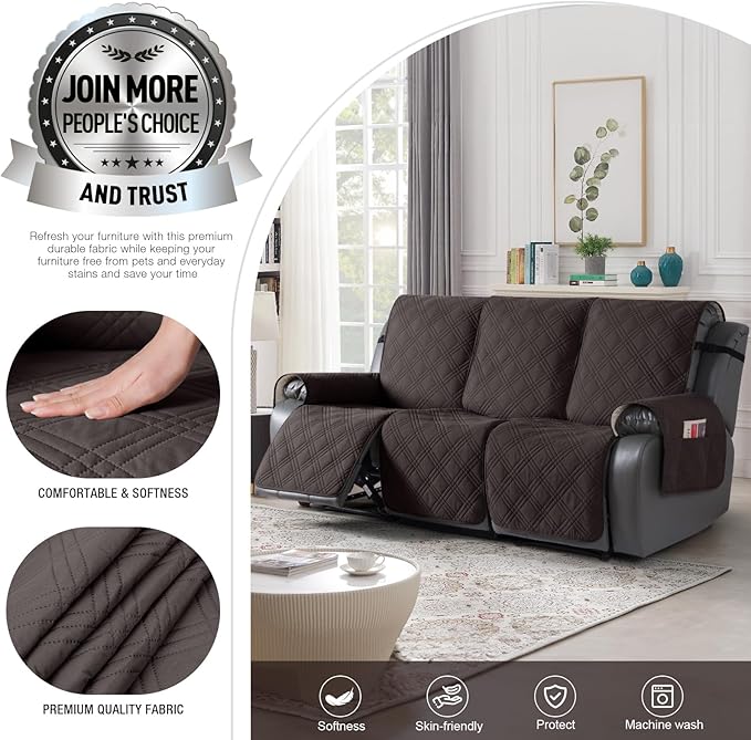 TAOCOCO 100% Waterproof Recliner Sofa Covers 3 Seater, Split Couch Covers