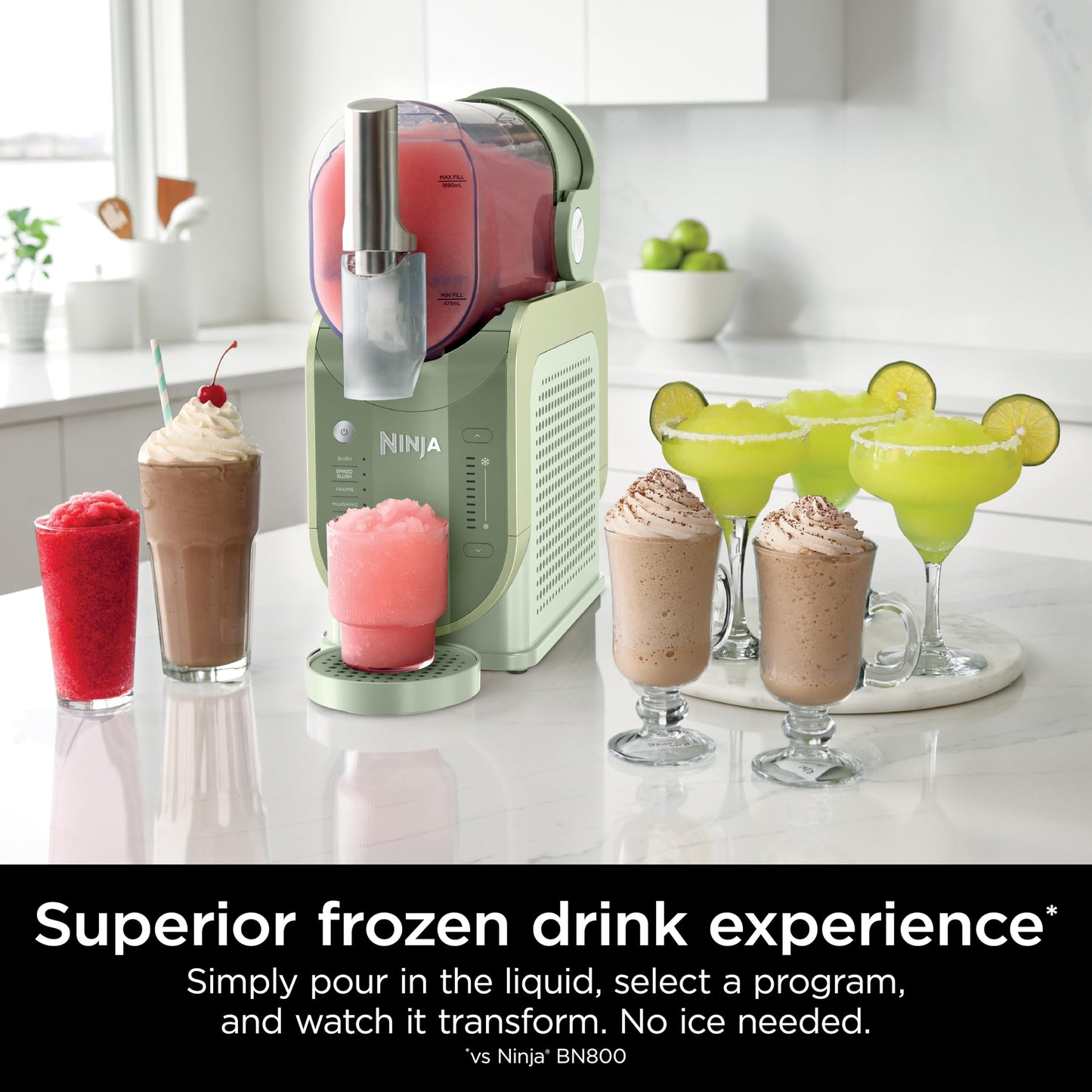 Ninja SLUSHi with RapidChill Technology, 88 oz. Frozen Drink & Slushie Machine, 5 Preset Programs, Margaritas, Frappés, and More, Premium Accents, Black, FS301
