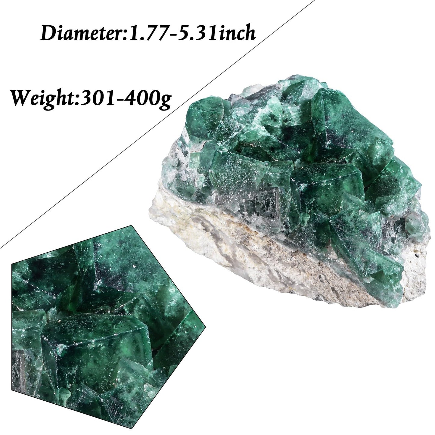 SUNYIK Irregular Fluorite Crystal Cluster Specimen Raw Rough Mineral Quartz Decor for Home Office Healing Anxiety, 45-135mm