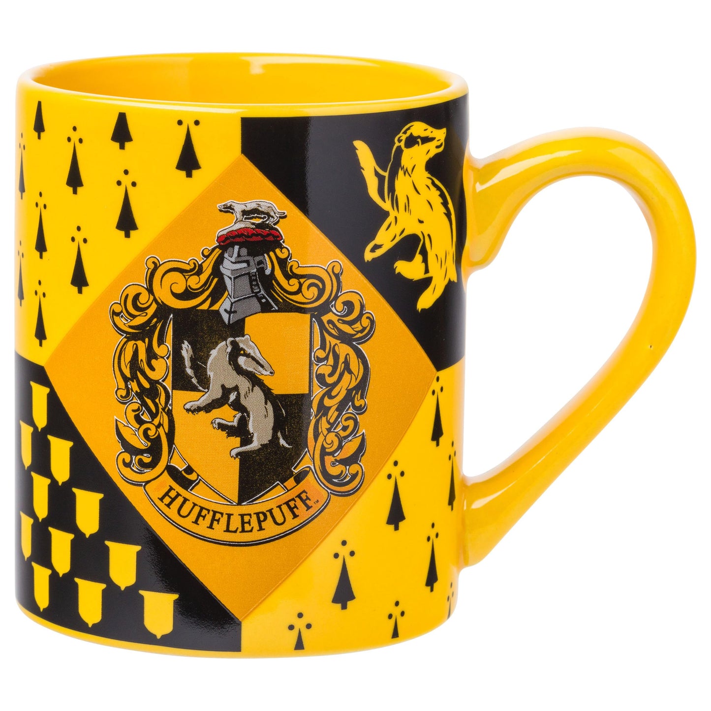Silver Buffalo Harry Potter Hufflepuff House Crest Ceramic Mug, 14 Ounces