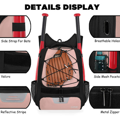 Goloni Baseball Bag,Backpack for Baseball, T-Ball & Softball Equipment & Gear,Softball Bag with Shoe Compartment,Fence Hook
