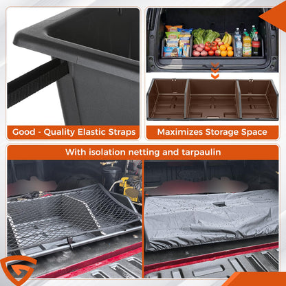 GEARLAST 56 inch Truck Bed Cargo Box, Truck Bed Organizers and Storage,Truck Bed Storage System with Isolation Netting and Tarpaulin, Tailgate-slide Design for Effortless Loading/Unloading