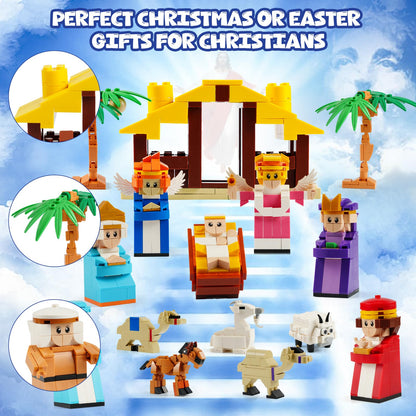 Nativity Advent Calendar 2025 Kids- 24 Days Christmas Giftcountdown Calendar Set 1500 PCS Building Blocks Kits, Stocking Stuffer Building Toys for Boys & Girls, Teens & Adults with Individual Packaging