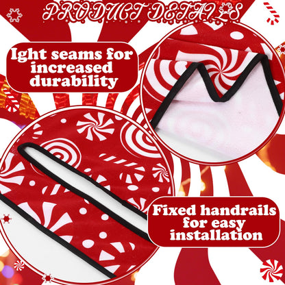 Suncalla 6 Pcs Christmas Golf Cart Decorations Kit Christmas Parade Golf Cart Decor Include Red White Seat Cover Tinsel Garland Candy Canes Balloons and String Lights for Holiday Decoration