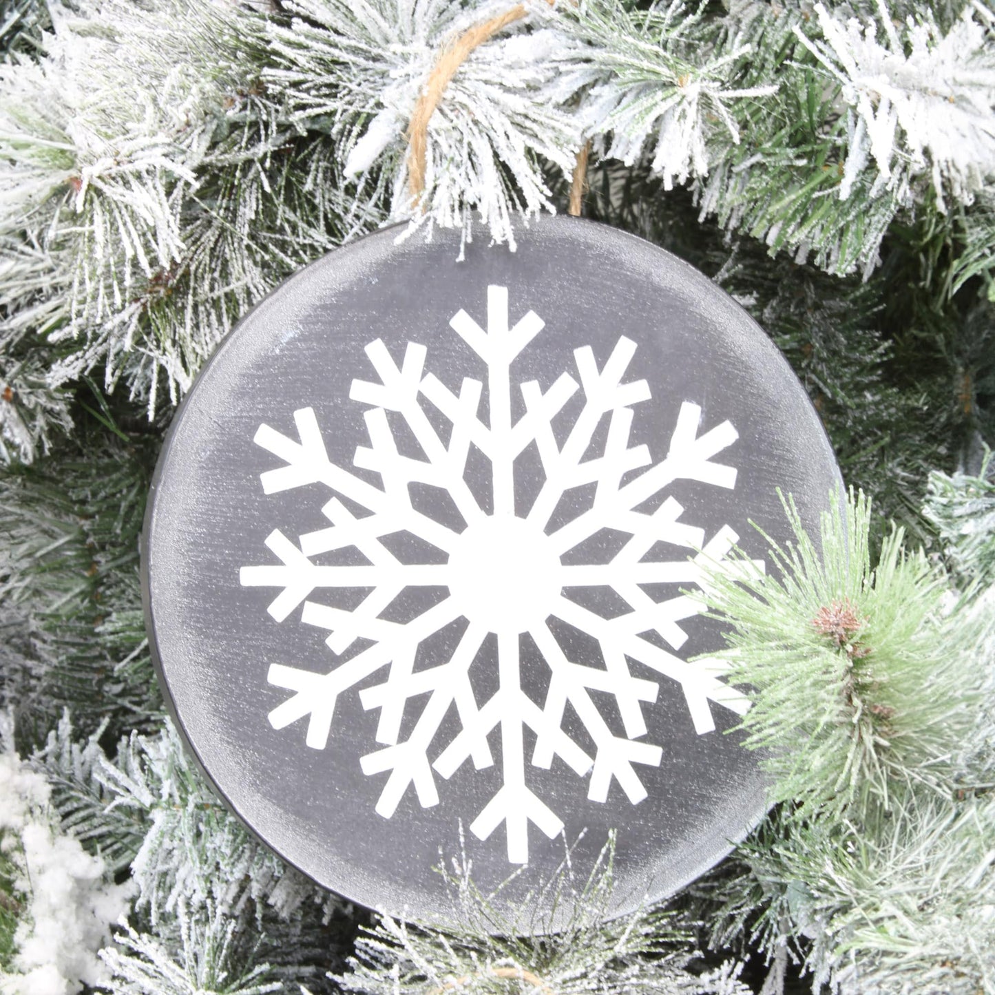 AuldHome Design Chalkboard Sign Ornaments (3 Pack); Jumbo Blackboard Style Round Metal Christmas Signs, Each 8-Inch Diameter