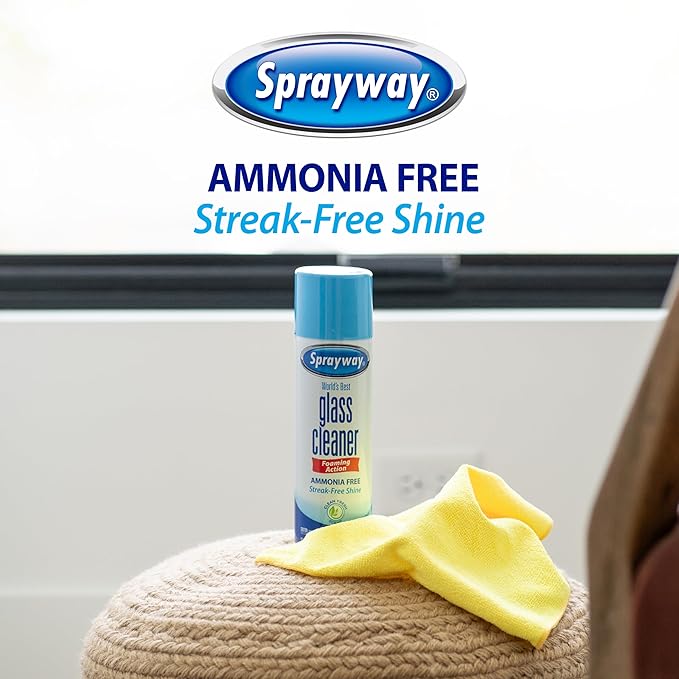 Sprayway Glass Cleaner Foaming Aerosol Spray, Streakless, Fast-Acting | Cleans