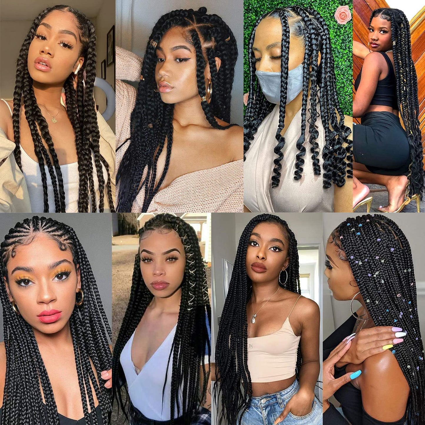 Xtrend 8 Packs 30 Inch Long Pre Stretched Braiding Hair EZ Braiding Hair Extensions for Box Braids Hot Water Setting Soft Yaki Texture Kanekalon Crochet Hair Extensions for Braiding