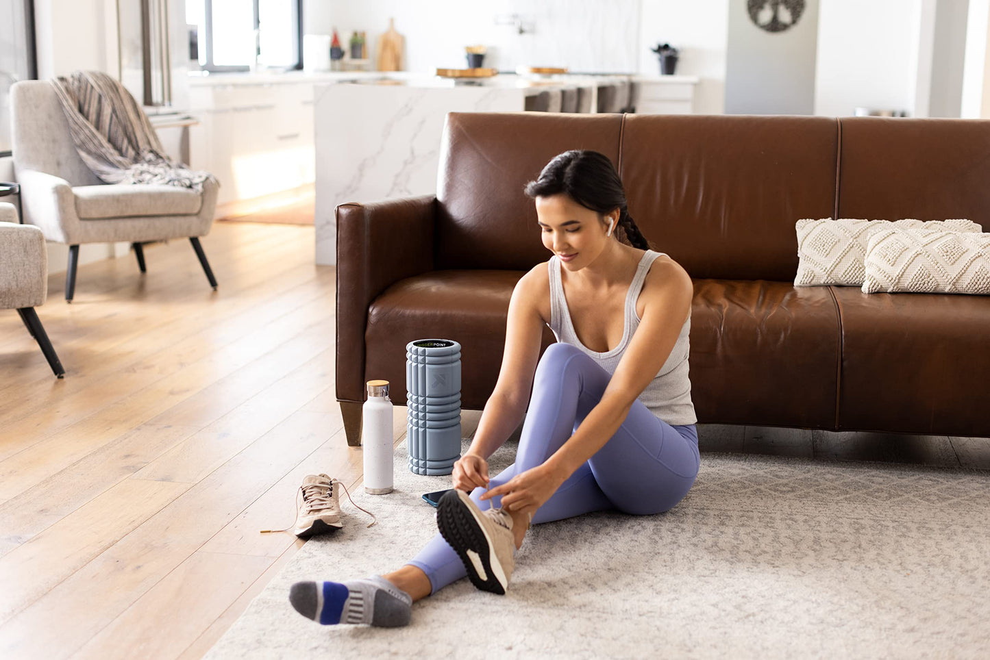 TRIGGERPOINT Performance Therapy Grid Patented Multi-Density Foam Massage Roller (80% Recycled) Exercise, Deep Tissue Muscle Recovery - Muscle Pain&Tightness, Improves Circulation (13"), Blue