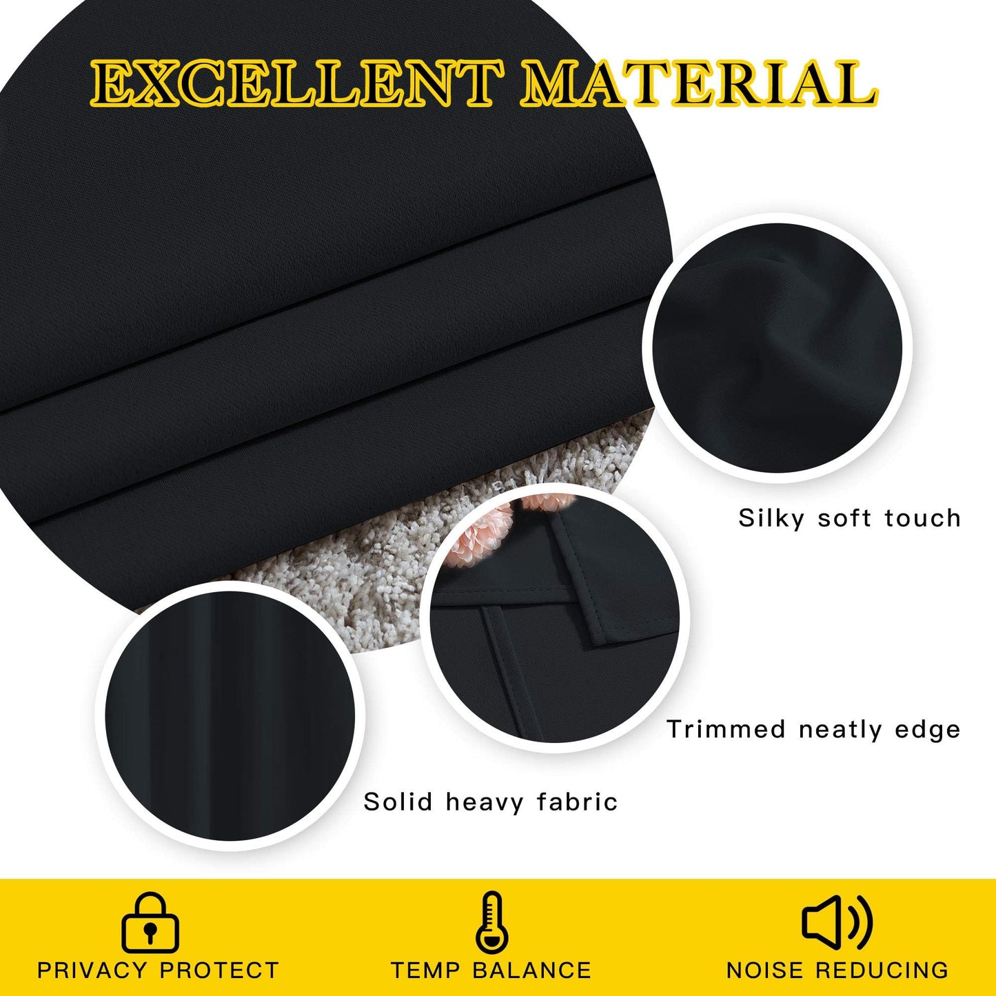NICETOWN Black Out Curtains for Bedroom 84 inches Long - Light Reducing Thermal Insulated Solid Grommet Curtains/Panels/Drapes for Living Room (Set of 2, W52 x L84)