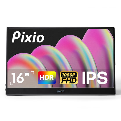 Pixio PX160 Wave Pink Portable Monitor 15.6 inch 60Hz FHD 1080p IPS Panel HDR Screen Cover Stand USB-C HDMI Laptop Screen Extender Portable Monitor for Laptop, PC, Console, Phone