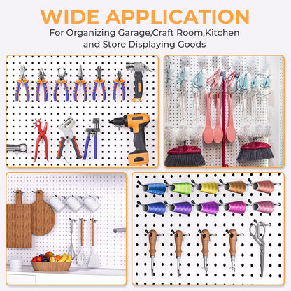 INCLY 50 Pack Pegboard Hooks, 6 Inch Metal Peg Board Shelving Hooks Accessories, Peg Board Tool Hangers Fit for 1/8“ and 1/4" Pegboard Hanging Tools for Garage, Craft Room, Kitchen, Store