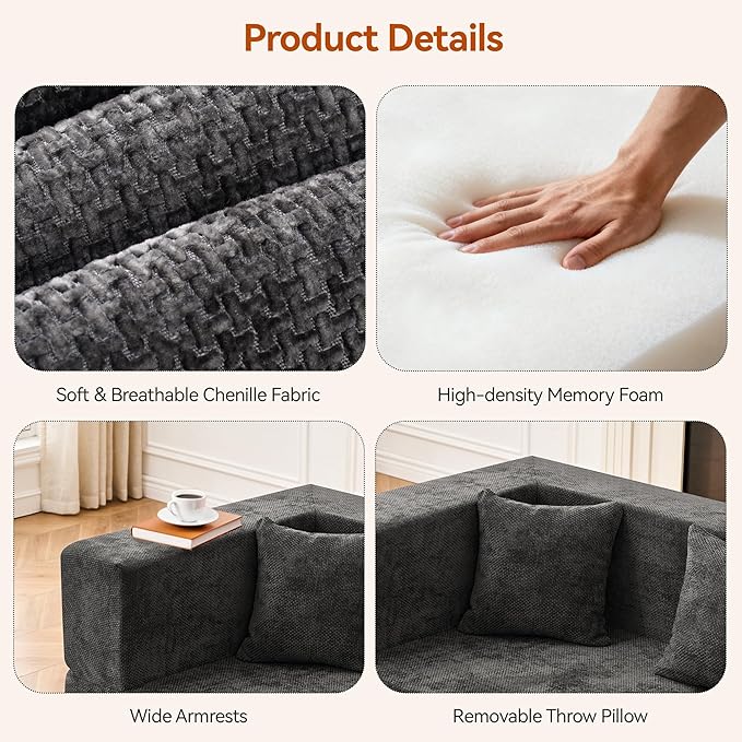 MONVANE Modular Sectional Sofa, Oversized 12 Seat Convertible U Shaped Couch