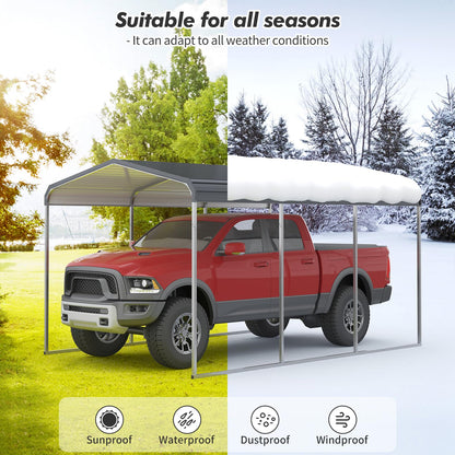 10x15 FT Heavy Duty Metal Carport with Galvanized Steel Roof, Oversized Car Shelter for Trucks Boats Tractors – Outdoor Vehicle Canopy for Driveway, Yard, Farm