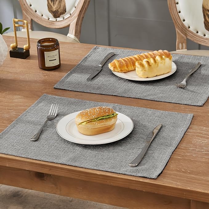 BALCONY & FALCON Placemats Set of 4 Faux Linen Cloth Place Mats Washable