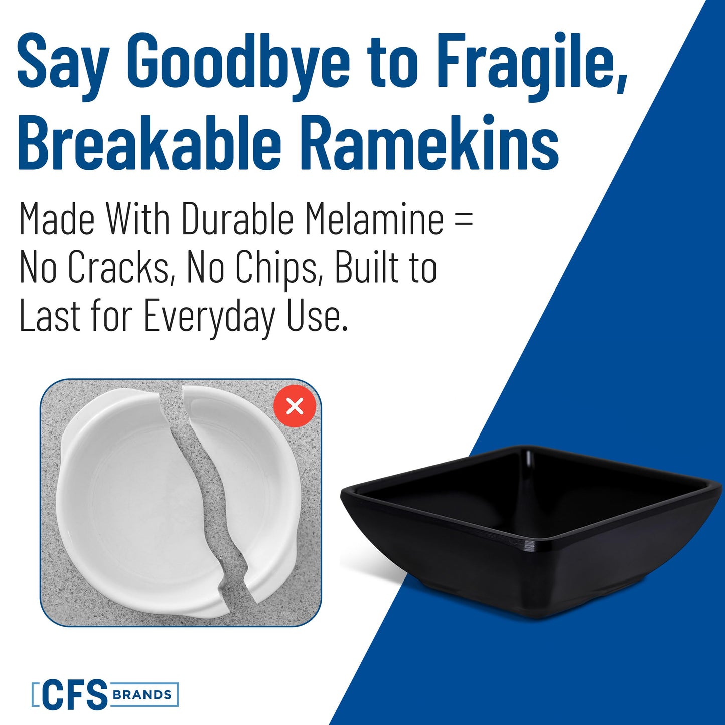Carlisle FoodService Products 086003 Melamine Single Square Ramekin, 2 oz Capacity, 1-1/2" Length x 1-3/16" Width x 1" Height, Black (Case of 48)