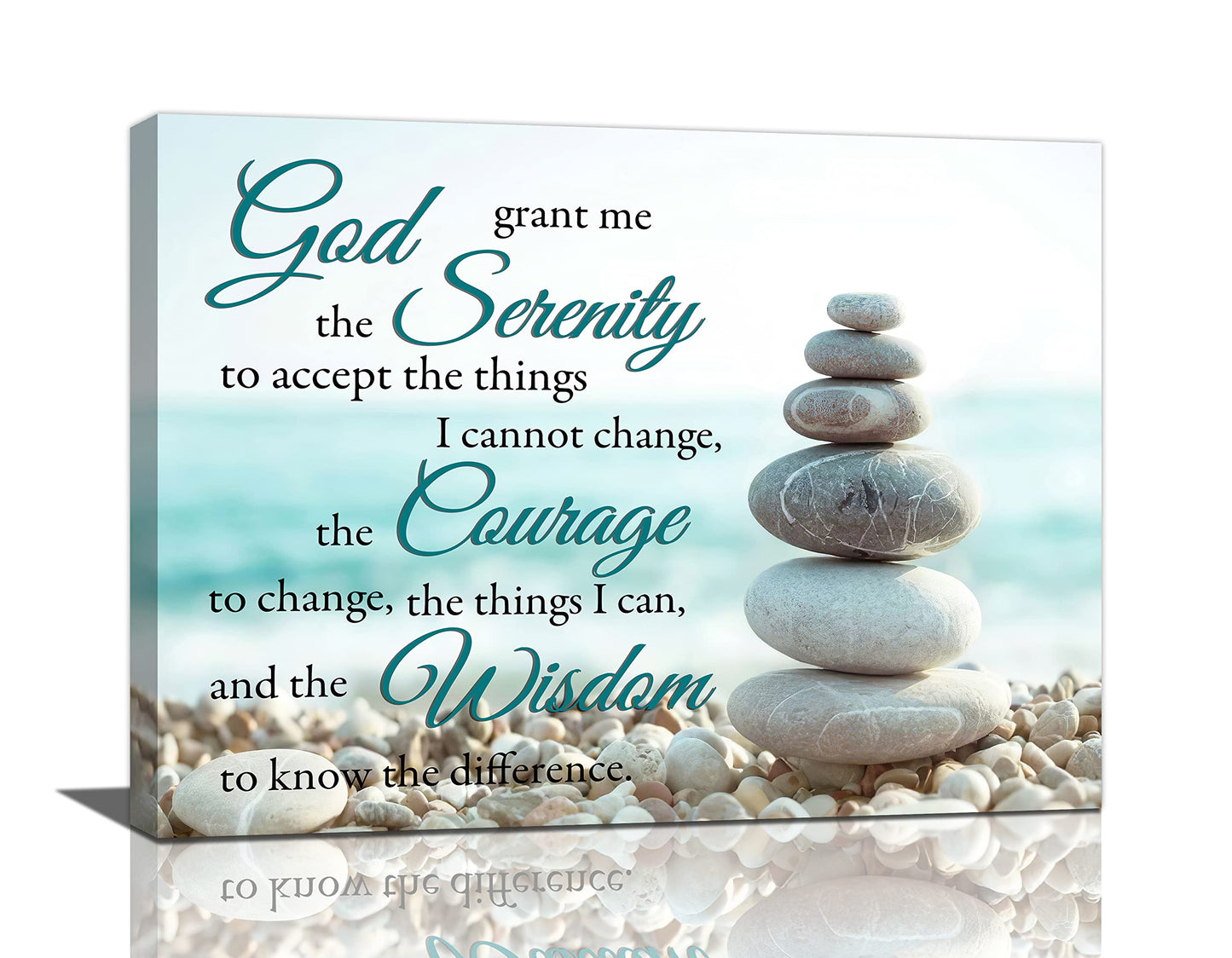 Serenity Prayer Bathroom Wall Art Beach Zen Canvas Prints Scripture Christian Pictures Beachy Office Home Decor for Bedroom Dining Living Room 16"x12"