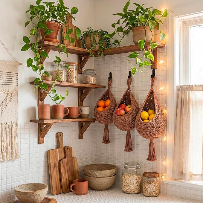 Honeydak Boho Decor Hanging Wall Baskets