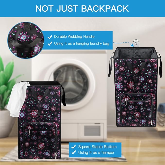 Bukere Laundry Backpack Bag for Women Girls, Extra Large Laundry Basket Hamper