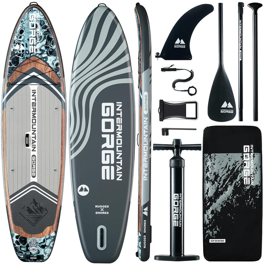 11'x34 Ultra Wide Paddleboard, Inflatable SUP&420lb Capacity for All Skill, Stand-up Paddle Board for Yoga/Family, EVA Deck, US Fin, High-Pressure Pump, 100L Bag, Safety Leash