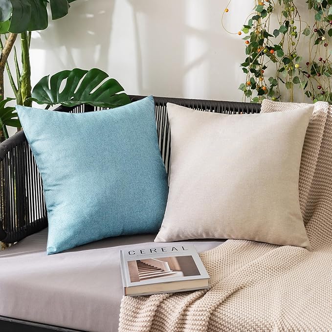 MIULEE Pack of 2 Decorative Outdoor Solid Waterproof Throw Pillow Covers Faux