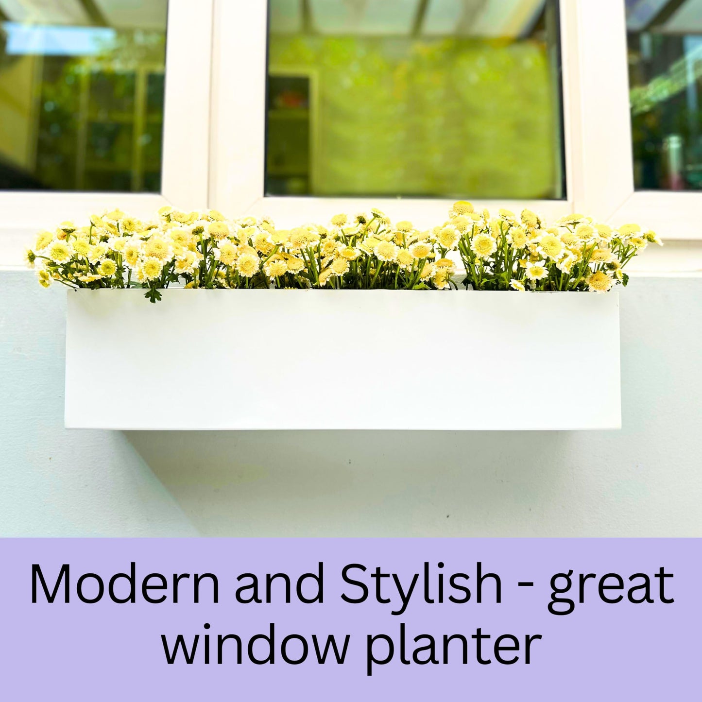 LaLaGreen Wall Planters for Outdoor Plants (36 Inch, 3 Pack) White Carbon Steel Metal Hanging Flower Pots, Long Rectangular Wall Mount Window Box Planters for Succulents, Fence, Deck Home Garden Decor