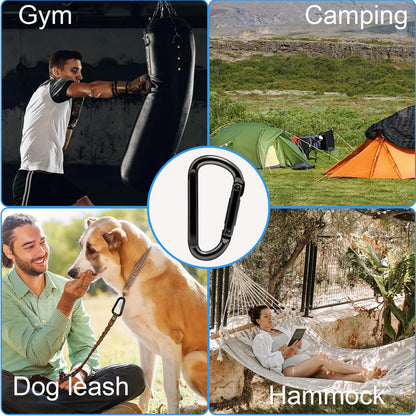 10 Pcs Heavy-Duty Carabiner, D-Shaped Spring Hook, Suitable for Camping, hammocks, Hiking, Keychains, Dog leashes, and Small Hooks for Key Rings