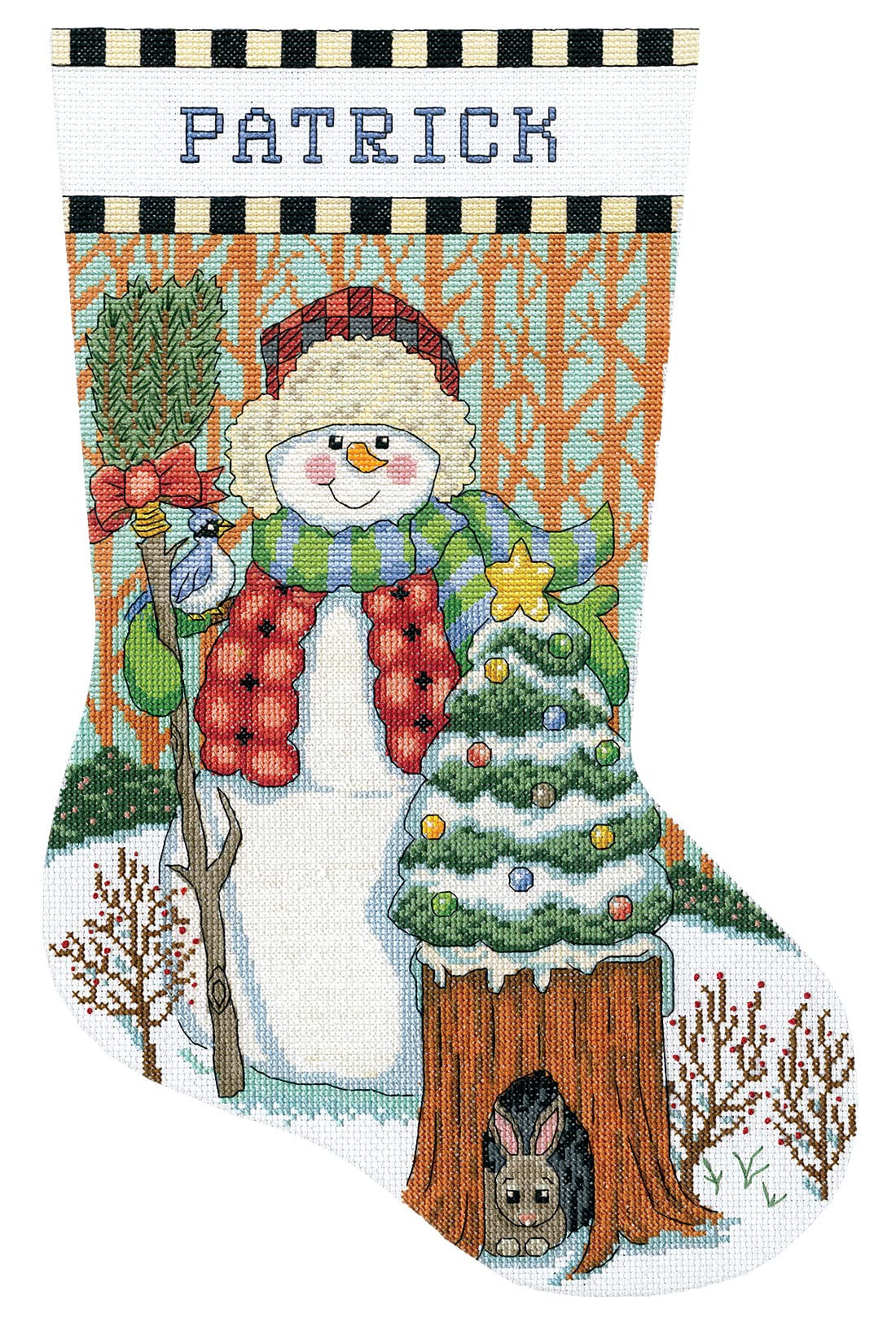 Design Works Crafts Woodland Snowman Counted Cross Stitch Stocking Kit, By the yard