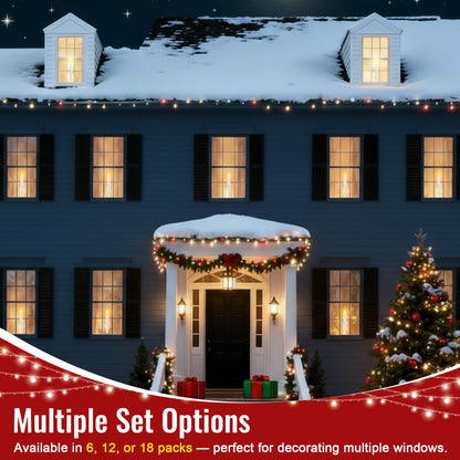 18 Pack Battery Operated Window Candles with Sensor Dusk to Dawn, Ivory Flameless Taper Candlesticks with Removable Black Base & Suction Cups, LED Candlestick for Christmas Decor Home, 36 AA Batteries