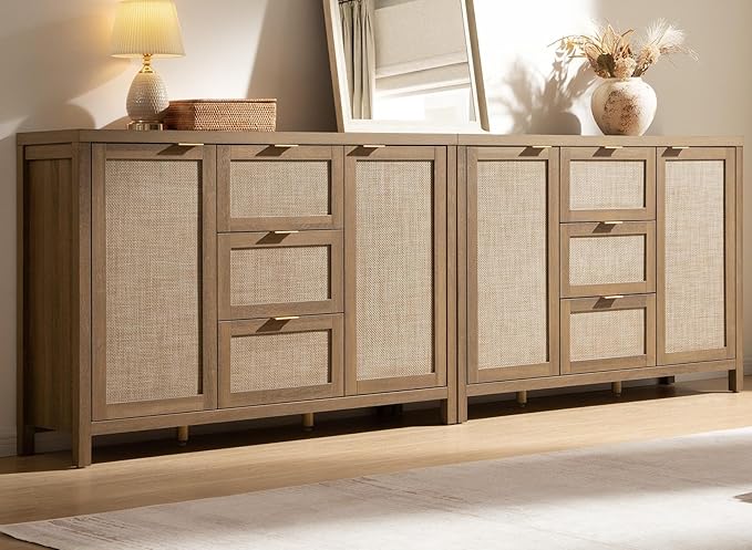 SICOTAS Rattan Large Sideboard Buffet Cabinet