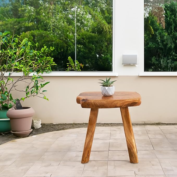 Natural Shape Stump Stool 12.5"x10"x12" Solid Wood Cedar Root End Table Rustic