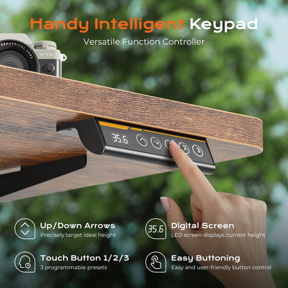 Huuger 71 x 30 Large Electric Standing Desk, Height Adjustable Computer Desk, 29.5" Deep Desktop, Stand up Gaming Office Table with 2 Hooks, 3 Preset Heights, for Home Office, Rustic Brown