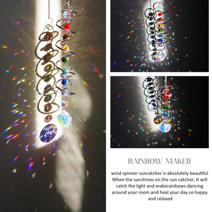 H&D HYALINE & DORA Sun Catchers for Windows,Crystal Sun Catcher with Seven Chakra Beads,Decorative Wind Spinner Tail Suncatcher for Indoor Christmas Decoration 20.5in