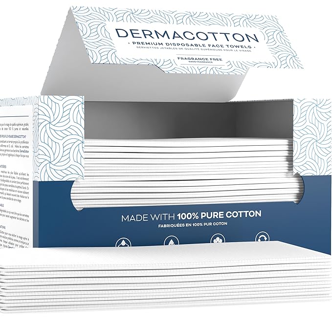 100% Pure Cotton Face Towels – 80 Count Large Disposable Wash Cloths