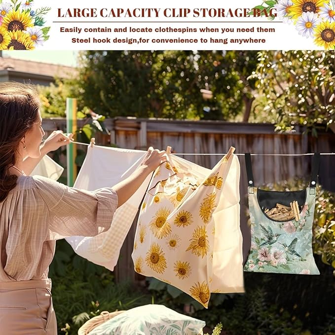 2 Pcs Hummingbird Clothespin Bag