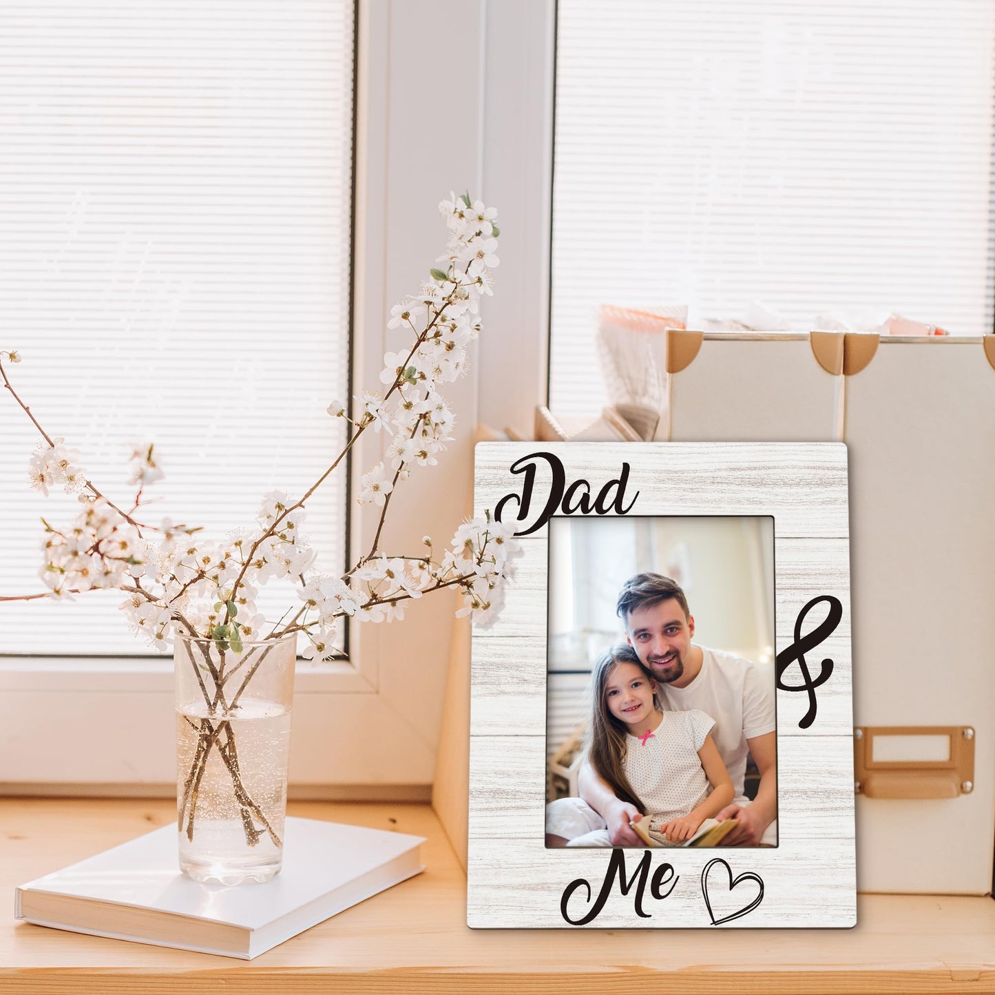 Beliran Dad Gifts Picture Frame 5x7, Daddy Daughter Photo Frame, Christmas Fathers Day Birthday Gifts for Daddy from Kids Son Daughter, Dad and Me Wooden Picture Photo Frames for Desk Home Room Decor