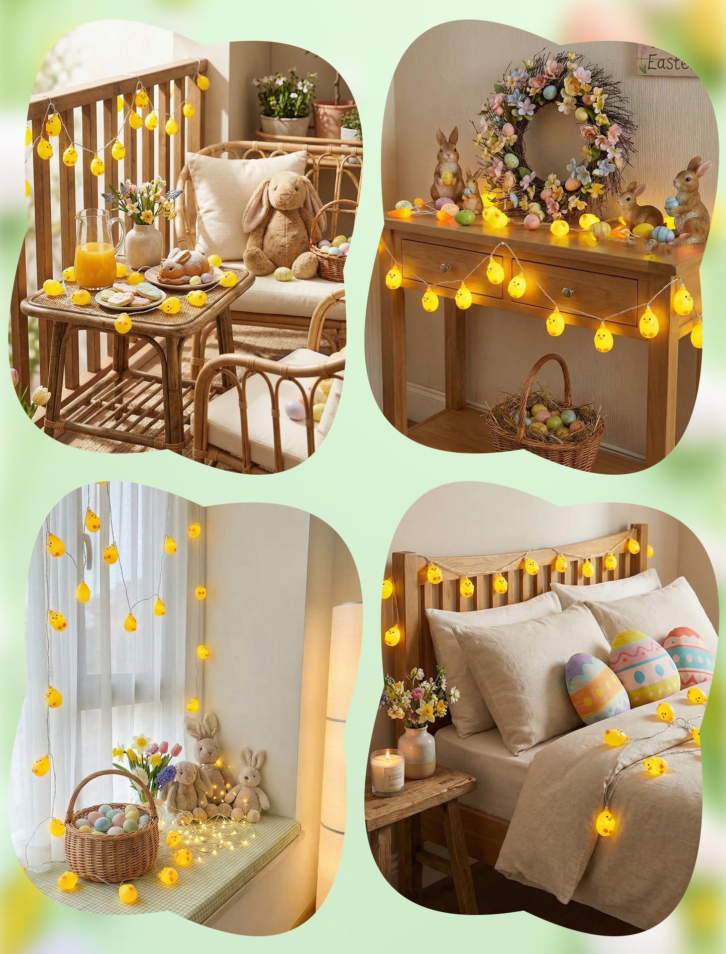 GOOTHY Easter Chicken String Lights Plug in, Indoor Outdoor Easter Decorations Lights with 10 LED Yellow Chicken Light, Hanging Spring Chick Lights for Party Garden Birthday Wedding Home Decor