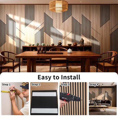 SSHENGYA 8-Pack Teak Wood Grain 3D Wall Panels with Adhesive, Peel and Stick PVC Wall Tiles for Accent Wall, Covers 92.6 Sq Ft for Luxury Living Room & Bedroom Decor