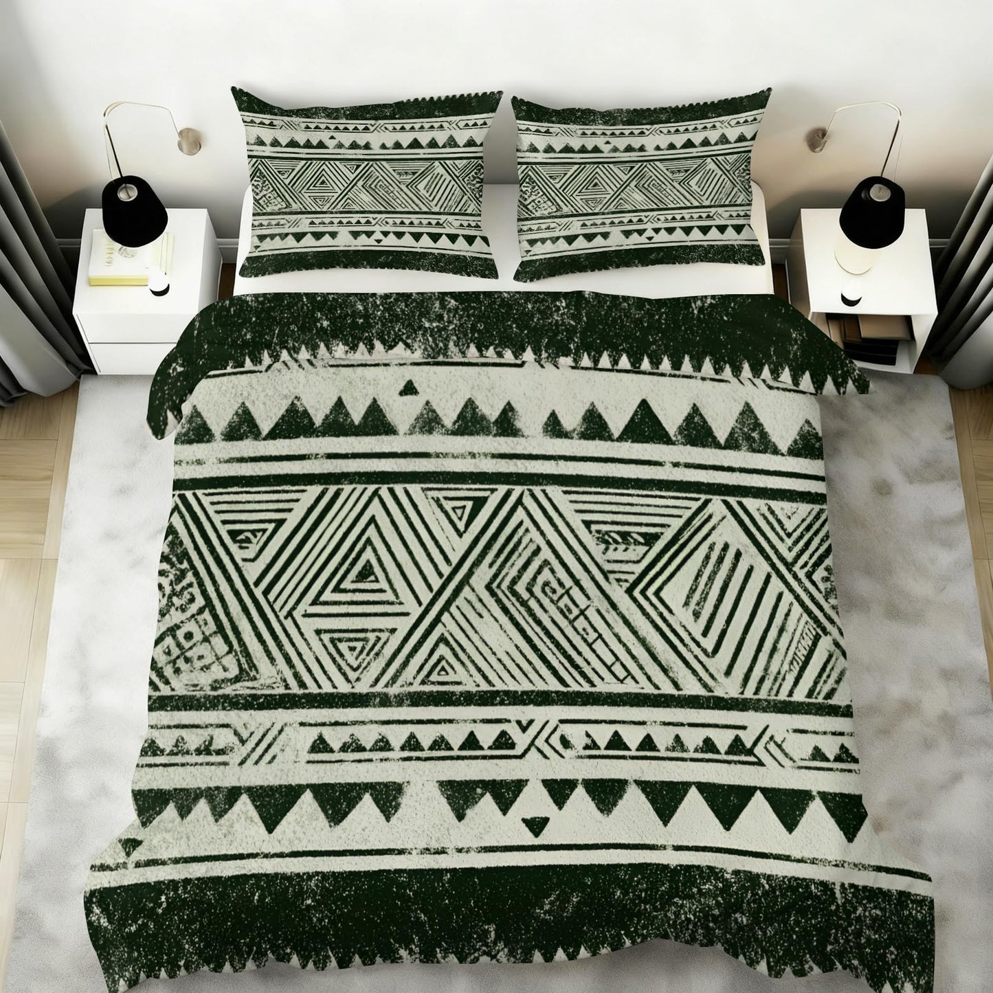 ZAOMIR Boho Aztec Duvet Cover Queen Size, Bohemian Exotic Southwestern Bedding Set 3 Piece, Geometric Striped Patterned Comforter Cover with Zipper Soft Microfiber, 2 Pillowcases