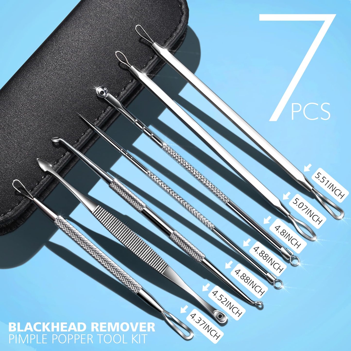 Teenitor 7 in 1 Blackhead Remover Tools, Surgical Grade Pimple Popper Tool Kit, Blackhead Extractor, Pimple Extractor, Black Head Remover for Face Nose