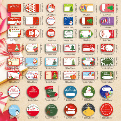 144 Pcs Christmas Self-Adhesive Gift Tag Stickers - Holiday Labels for Santa, Snowman, Tree, Reindeer - Present Name Labels for DIY Xmas Gifts