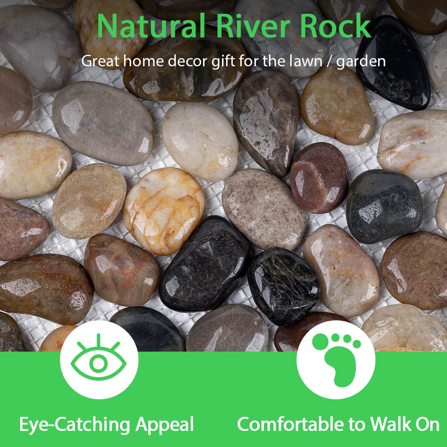Stepping Stones Outdoor, Natural River Rock Garden Pavers, Set of 6 Round Pebble Stones for Walkway, Yard, Lawn, Patio, Pathway & Landscaping Decor (Hexagon)
