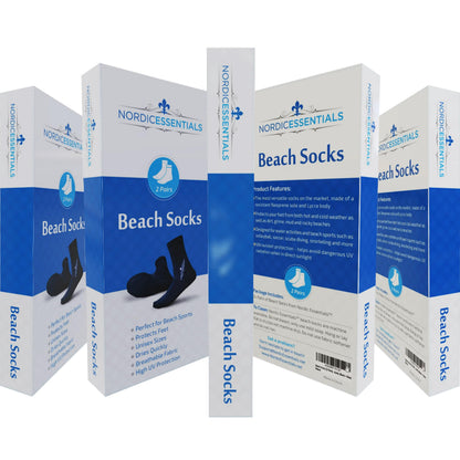 Nordic Essentials Aqua Beach Socks - 1 Pair - For Sand Soccer, Volleyball, Swim, Diving, Snorkel Equipment for Men, Women, Kids, Youth - Neoprene Lycra Waterproof Booties - Sun Protection S - Black